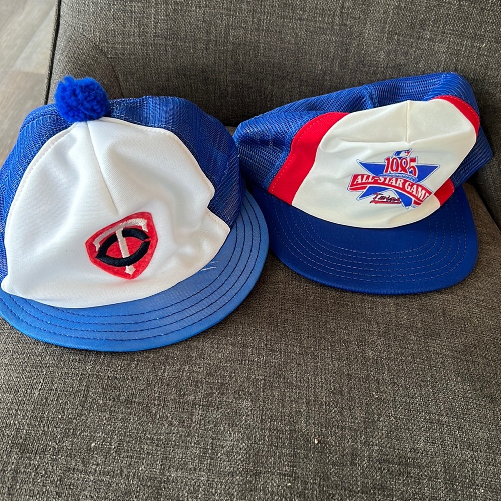 Set or two retro vintage Minnesota twins hats.